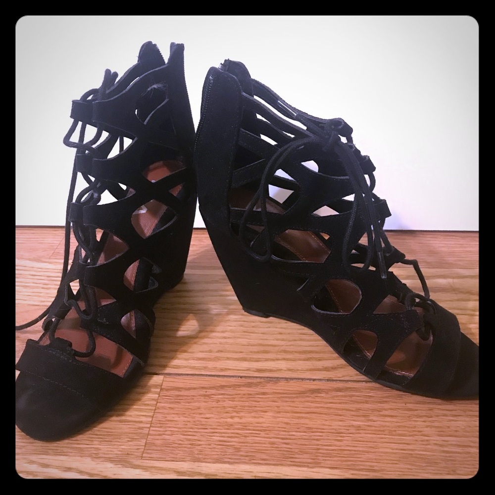 Nordstrom-Peep Toe Strappy Bootie Wedges
